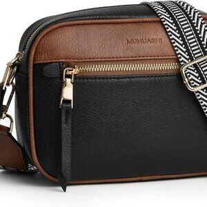 Small Vegan Leather Crossbody Bag with Multiple Pockets for Women